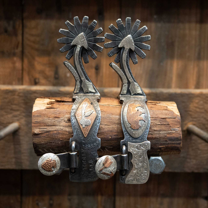 TOOLEY Silver & Copper Buffalo/Tomahawk Spurs