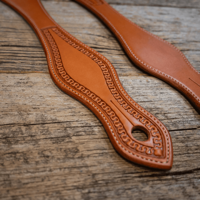 16" Buckaroo Slobber Straps with Running W Border Tooling