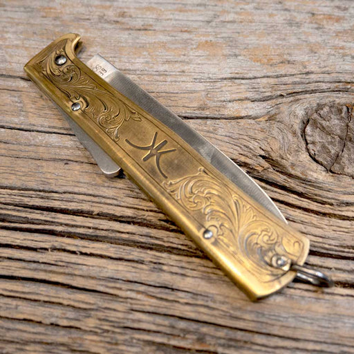 Kerry Kelley Engraved Brass Otter Pocket Knife Knives Kerry Kelley