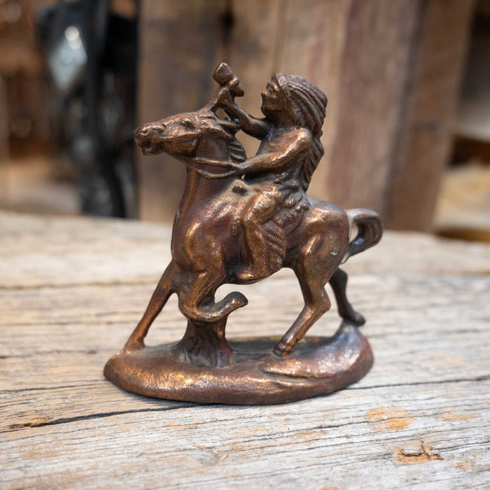 Vintage Cast Metal Tomahawk Indian Statue