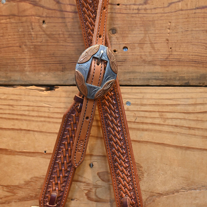 King's Saddlery Basketweave One Ear w/Copper Buckle Tack - Headstalls King's Saddlery