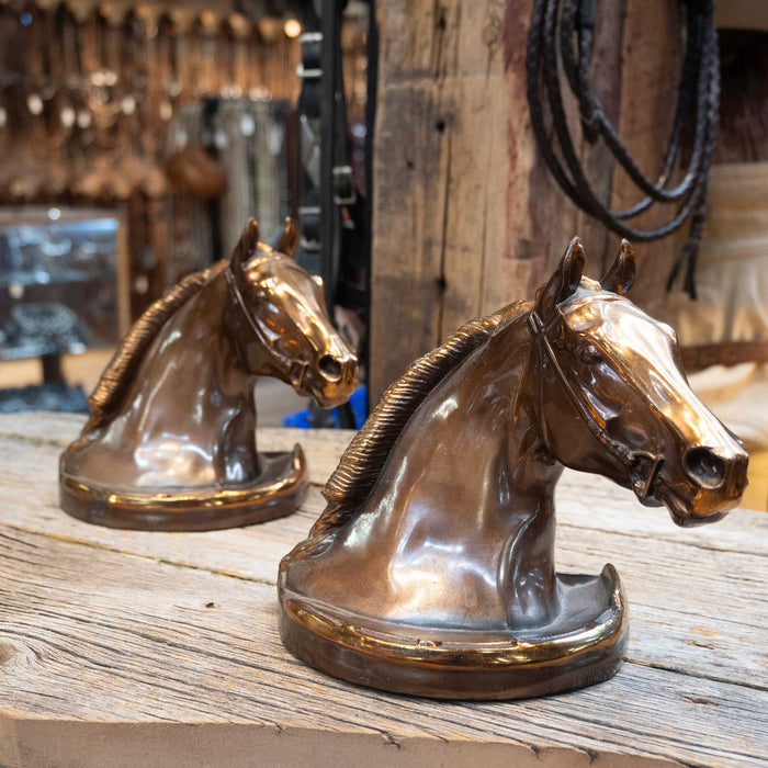 1946 Dodge Inc. Copper Horse Head Bookends Gladys Brown