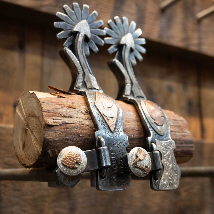 TOOLEY Silver & Copper Buffalo/Tomahawk Spurs