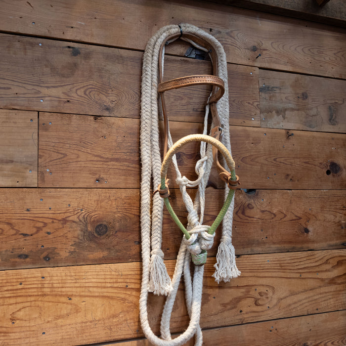 Rawhide Wrapped Lariat Bosal w/ Leather Browband