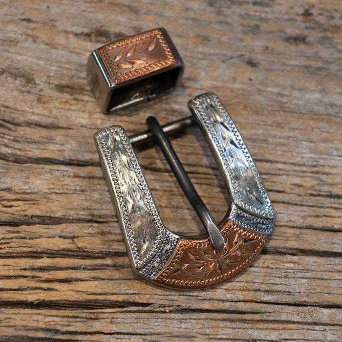 3/4" Reid Jones Silver/Copper Mounted Buckle Tack - Conchos & Hardware Reid Jones