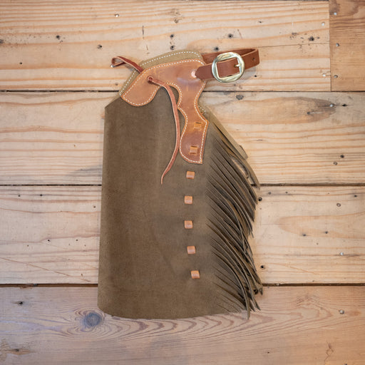 Kid's Olive Green Roughout Chaps Tack - Chaps & Chinks WLC
