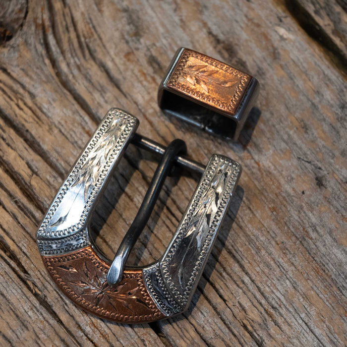 3/4" Reid Jones Silver/Copper Mounted Buckle Tack - Conchos & Hardware Reid Jones