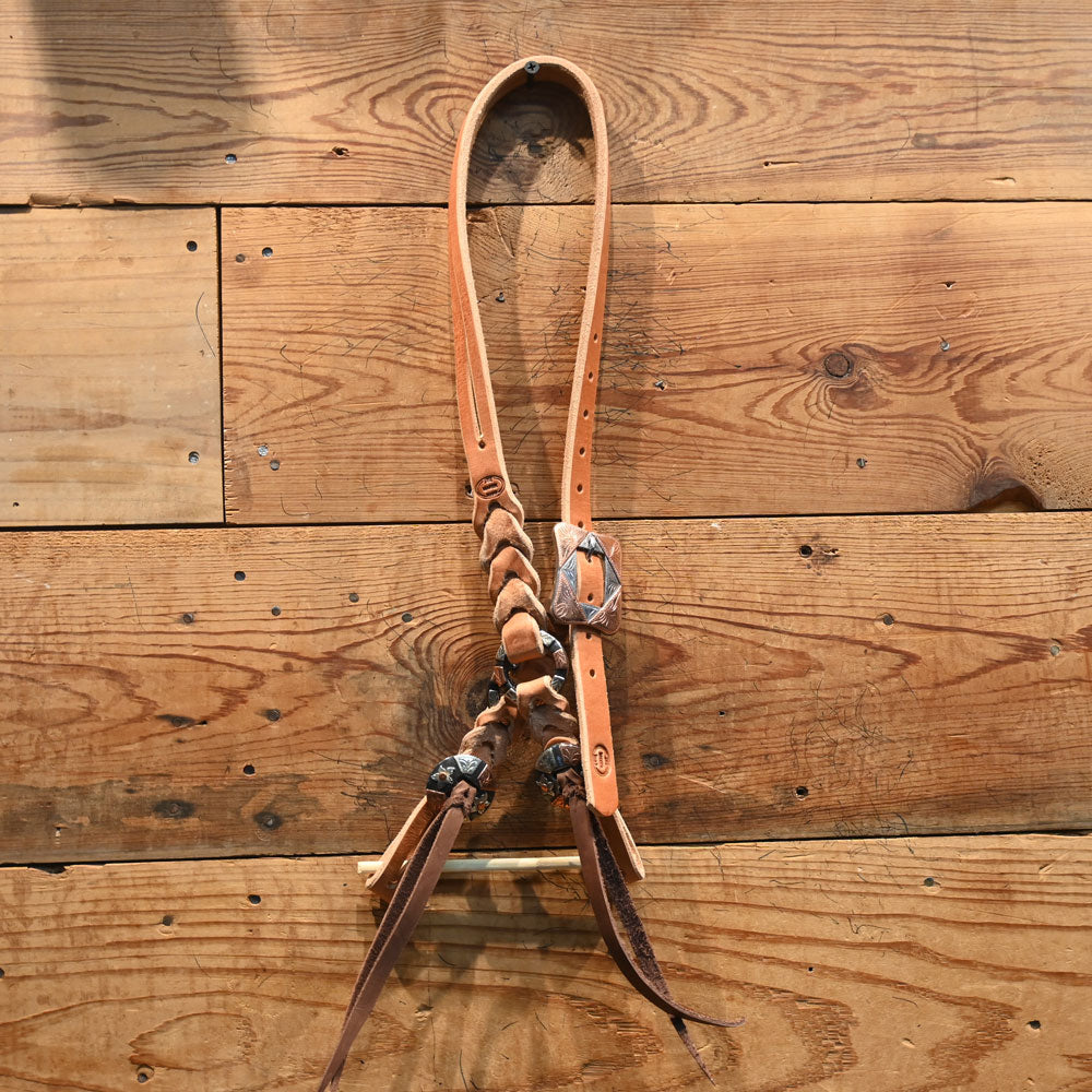 JOE HIPP Braided Leather Headstall with Cheek Ring and Headstall Buckle JHL044 Tack - Headstalls Joe Hipp