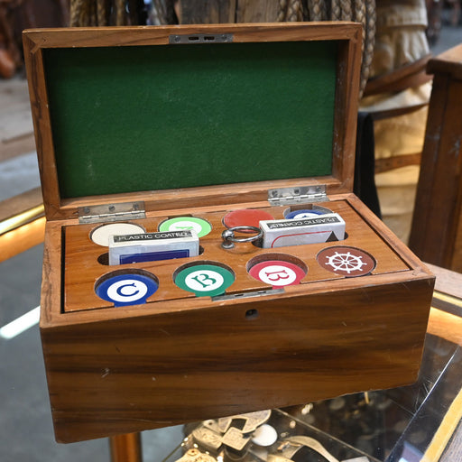 Vintage Clay Poker Chips Game Set w/Caddy Collectibles Teskey's