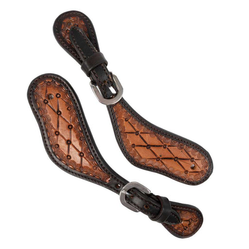 Teskey's Quilted Tooling Spur Strap Tack - Spur Straps Teskey's   