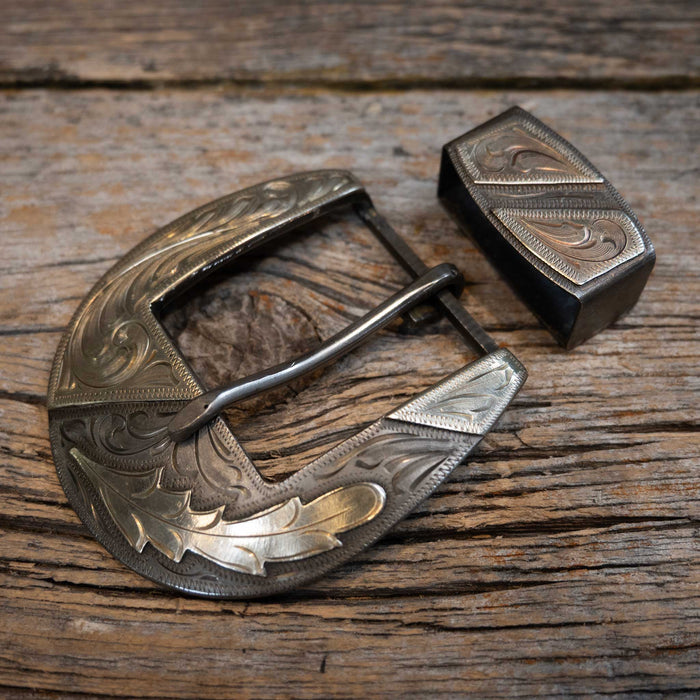 Scribner 2 Pc. Silver Leaf Buckle 035