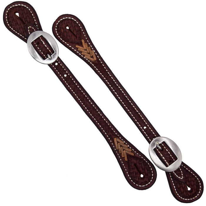 Teskey's Basketweave Spur Straps w/Rawhide