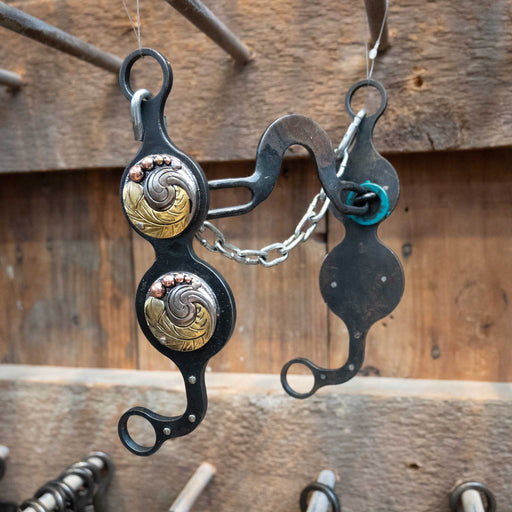 Paul Petska Solid Washer Port - Gold Feather Concho Bit Tack - Bits Paul Petska