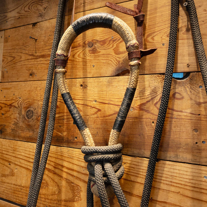 Rawhide Bosal w/ Leather Hanger & Nylon Split reins