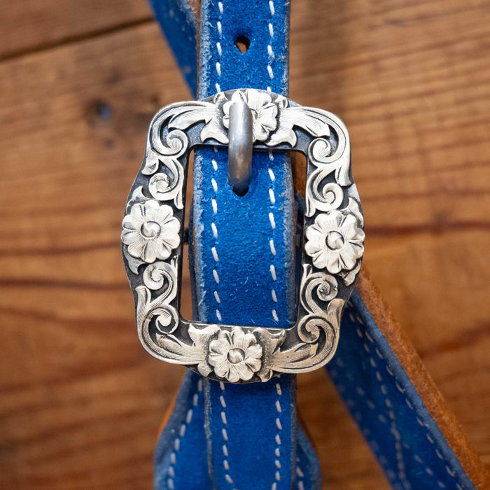 Ocean Blue Roughout 3/4" Split Ear Headstall - Select Buckle
