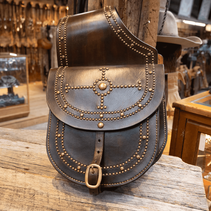 Vintage Studded Leather Saddle Bags