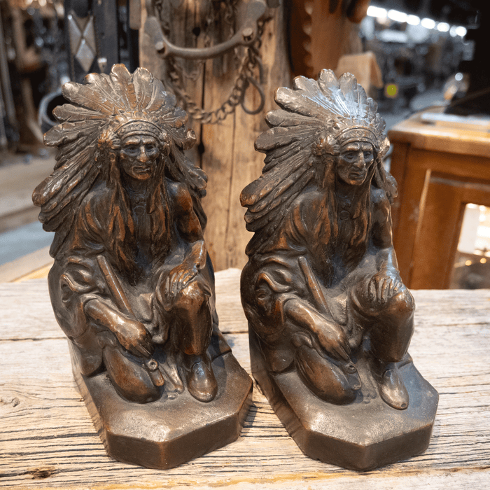 Antique Indian Chief 1930's Bookends