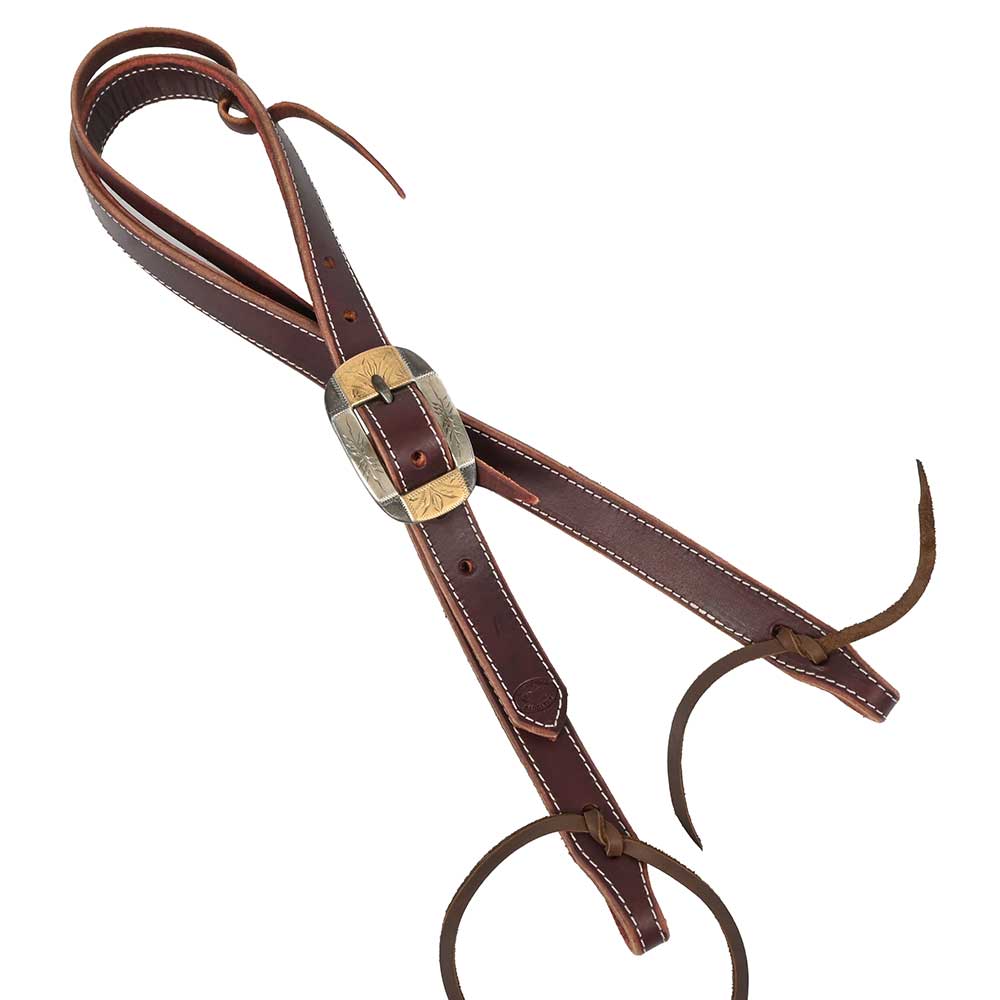 Single Ear Headstall with Handmade Silver and Gold Buckle AAHS0024 Tack-Headstalls MISC   