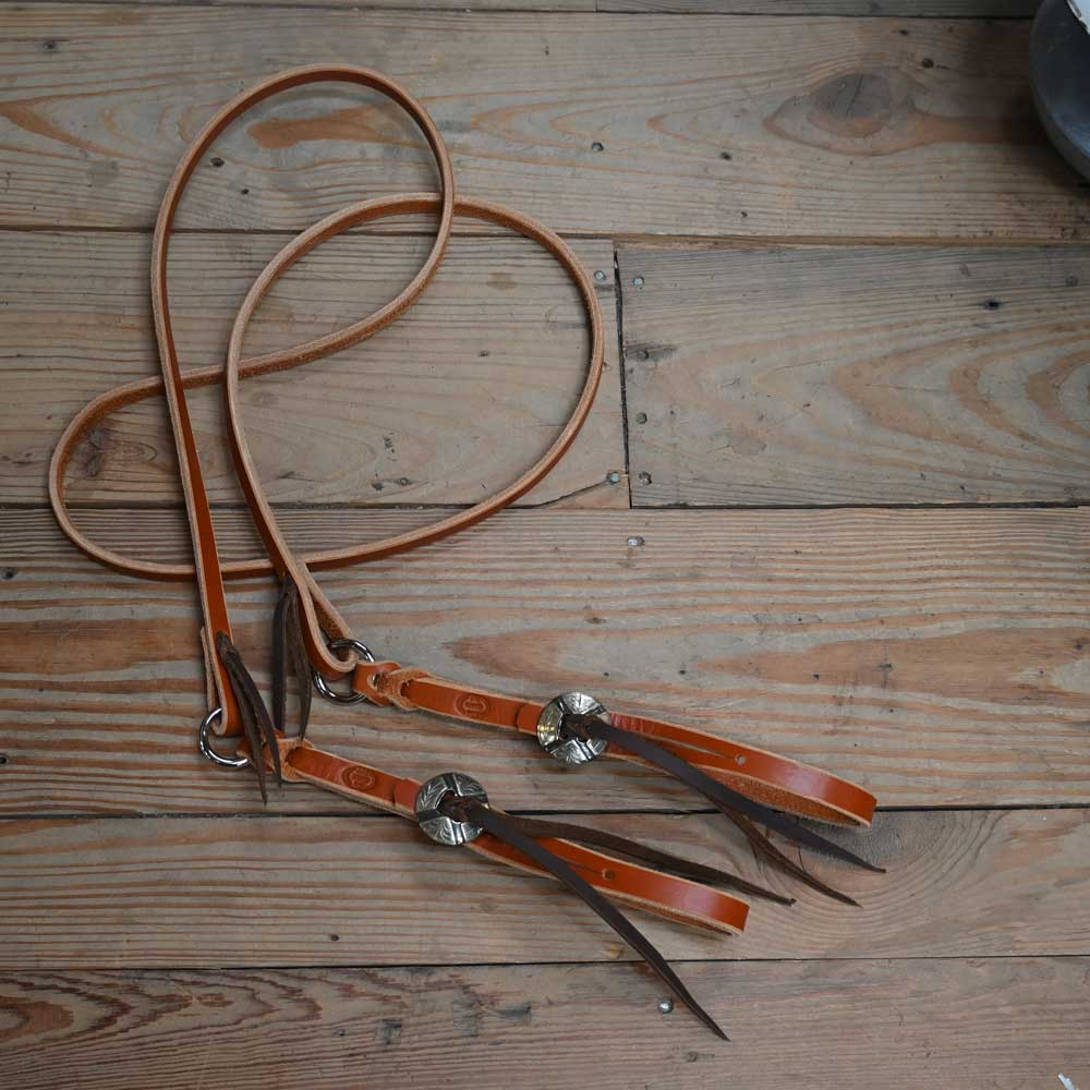 Joe Hipp 8ft. Roping Reins with Silver/Copper Conchos JHL012 Tack - Reins Joe Hipp Leather   