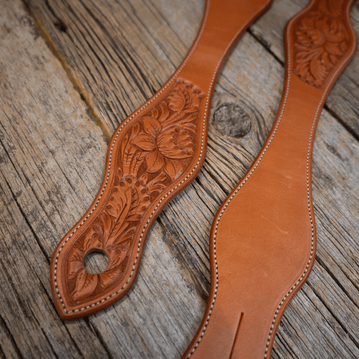 16" Buckaroo Slobber Straps with Floral Tooling