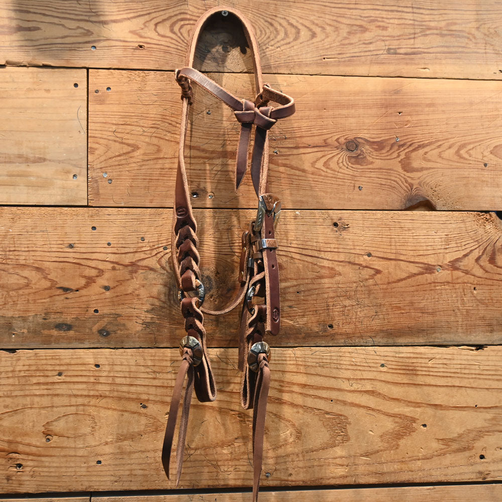 JOE HIPP Braided Leather Headstall with Cheek Ring and Headstall Buckle JHL046 Tack - Headstalls Joe Hipp