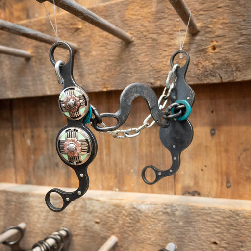 Paul Petska Washer Port Chain - Turquoise Square Concho Bit Tack - Bits Paul Petska