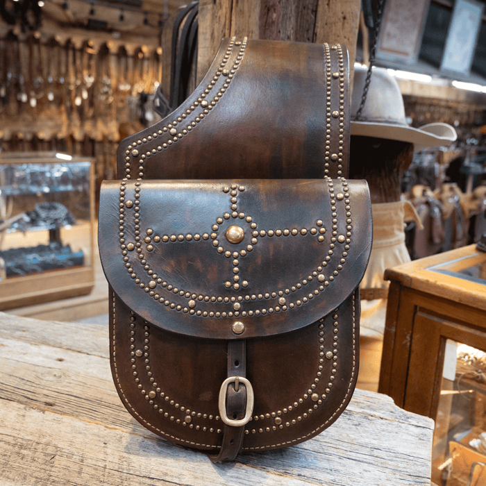 Vintage Studded Leather Saddle Bags