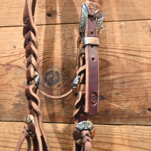 JOE HIPP Braided Leather Headstall with Cheek Ring and Headstall Buckle JHL046 Tack - Headstalls Joe Hipp