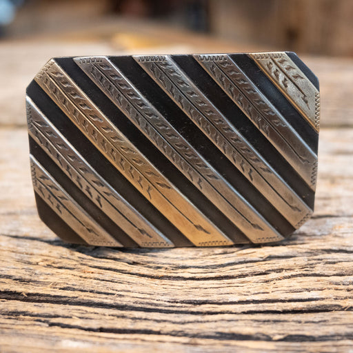 Turtle Jones Silver & Brass Mounted Stripes Buckle ACCESSORIES - Additional Accessories - Buckles Turtle Jones
