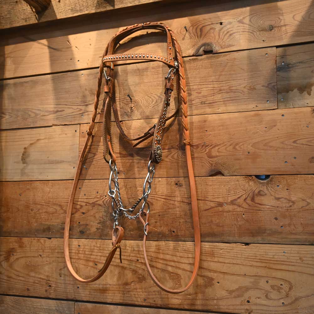 Bridle Rig - Top Hand Leather Headstall - Accented with Star Conchos and Studs- RIG411