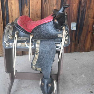 Vintage Western Saddle with a Red seat  - Western Decor  _CA834 Collectibles Teskey's   