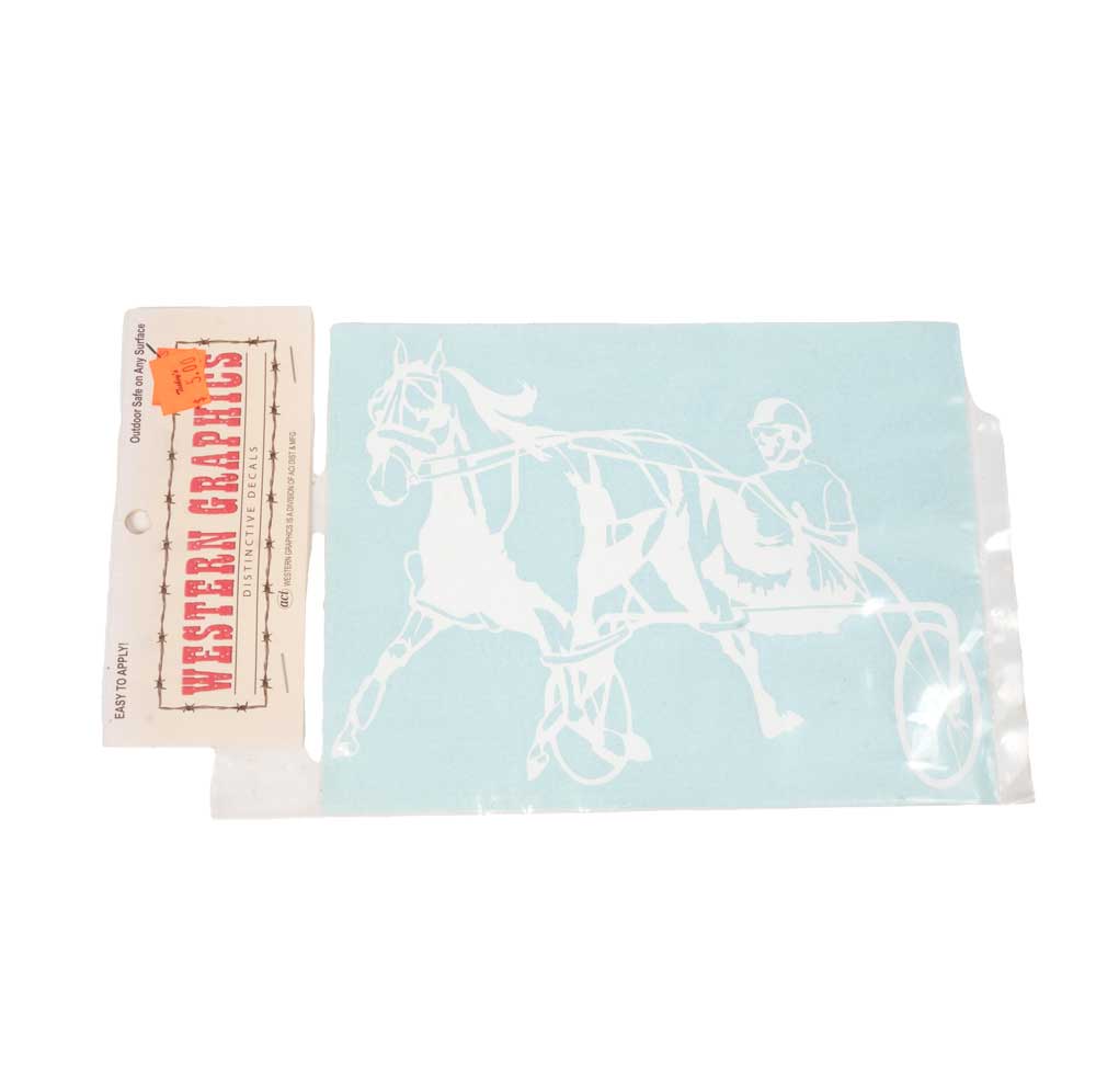 New Western Graphic Standardbred Racing 6" White Decal Sale Barn Western Graphic   