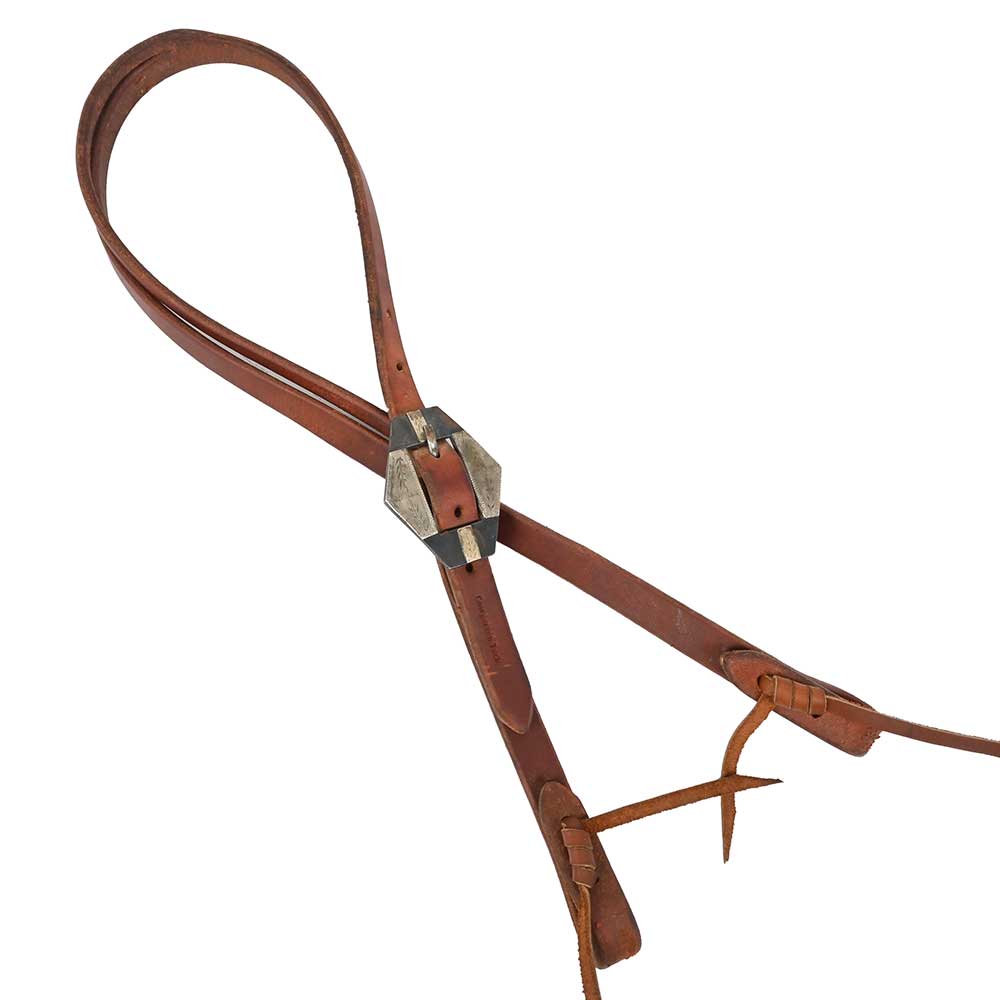 Slit Ear Headstall with Handmade Silver Leaves Buckle AAHS0025 Tack-Headstalls MISC   