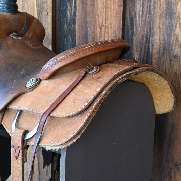 14" USED JEFF SMITH TEAM ROPING SADDLE