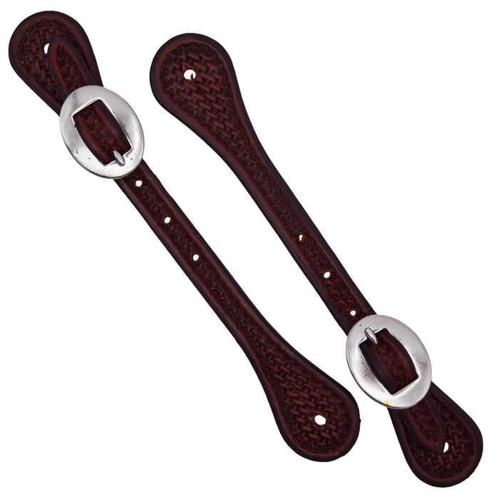 Teskey's Youth Basket Stamped Straight Spur Straps