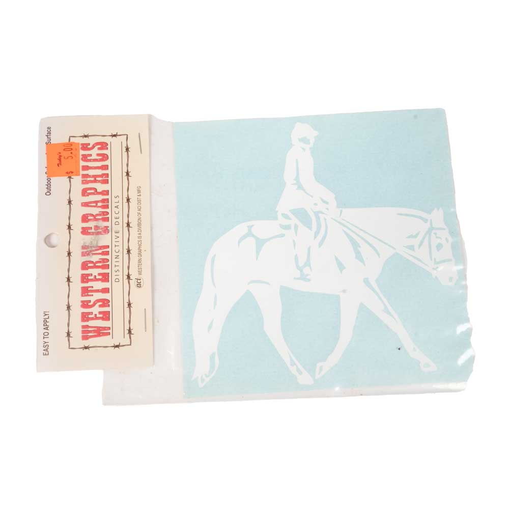 New Western Graphic English Pleasure 6" White Decal Sale Barn Western Graphic   