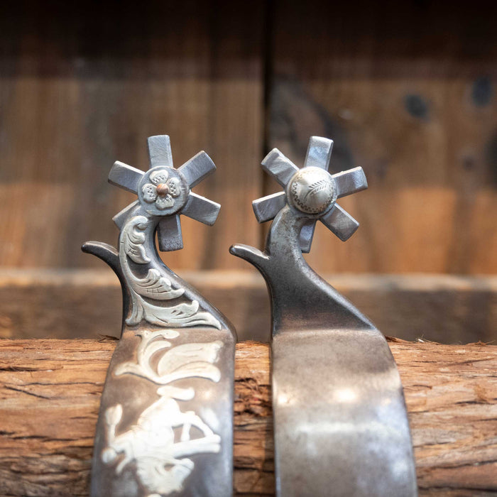 Kerry Kelley Silver Mounted 6pt. Spurs Tack - Spurs Kerry Kelley