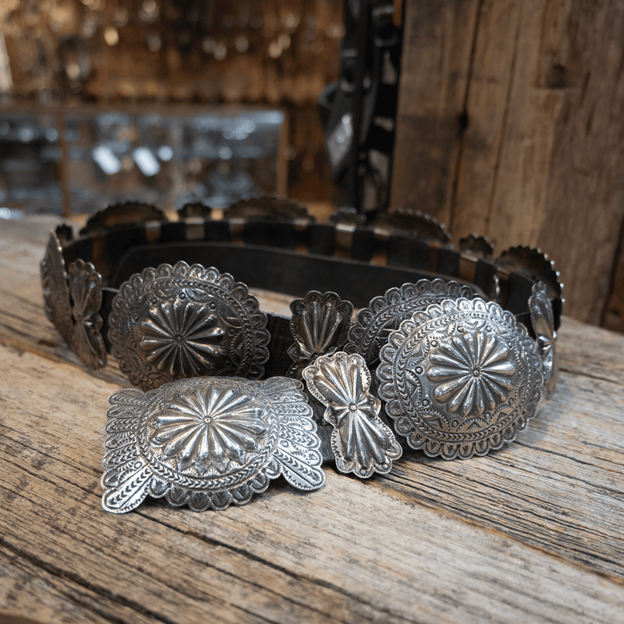 Vintage 40's 50's Sterling Silver Concho Belt