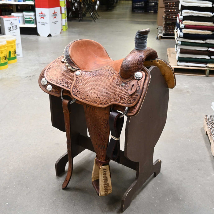 15" USED TWISTER TEAM ROPING SADDLE Saddles - Used Twister Saddle Shop