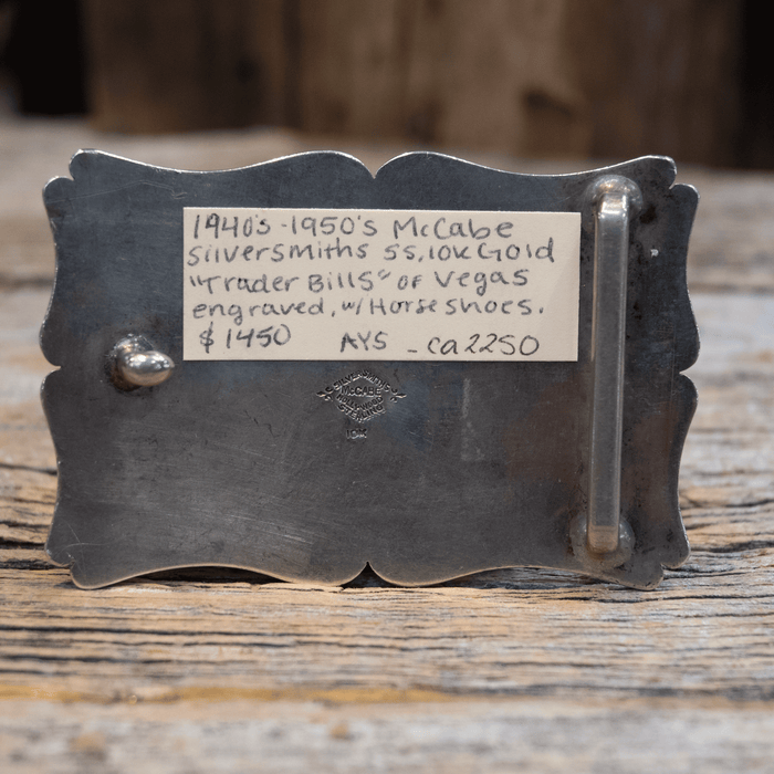 John McCabe 1940's/50's "Trader Bill" Sterling Silver & 10K Gold Belt Buckle