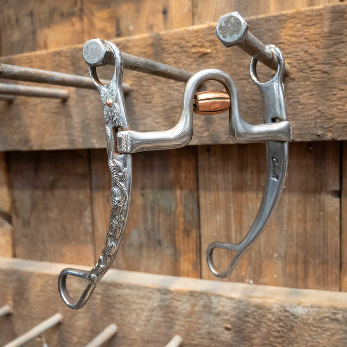 Silver Mounted Cutrell Solid Port Bit w/Copper Inlay Tack - Bits Cutrell