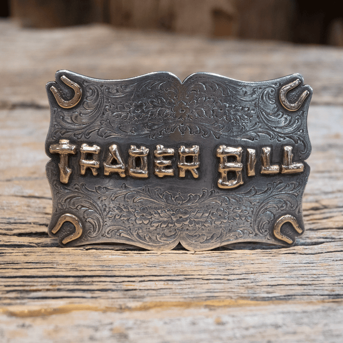 John McCabe 1940's/50's "Trader Bill" Sterling Silver & 10K Gold Belt Buckle