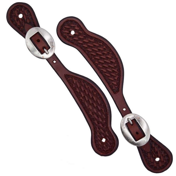 Teskey's Youth Basket Stamped Contoured Spur Straps