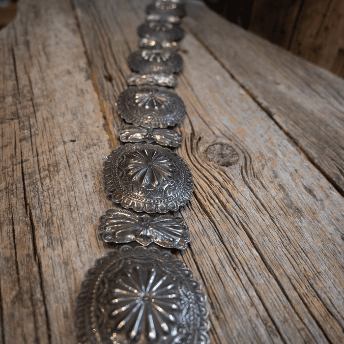 Vintage 40's 50's Sterling Silver Concho Belt