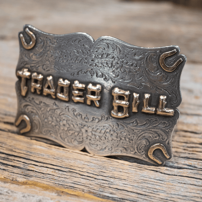 John McCabe 1940's/50's "Trader Bill" Sterling Silver & 10K Gold Belt Buckle