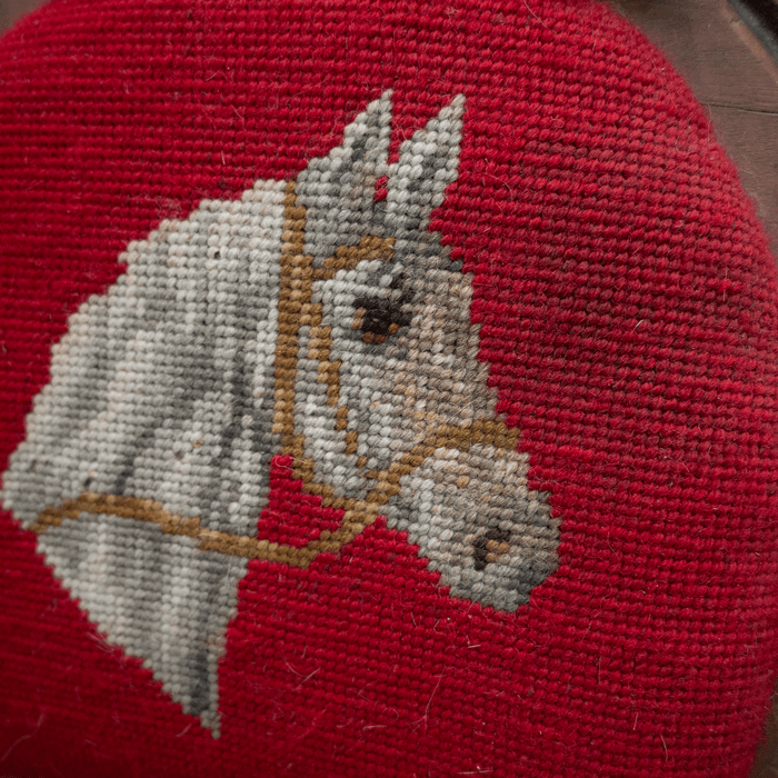 Vintage "Certain 74" Stool with Embroidered Horse Collectibles Certain 74