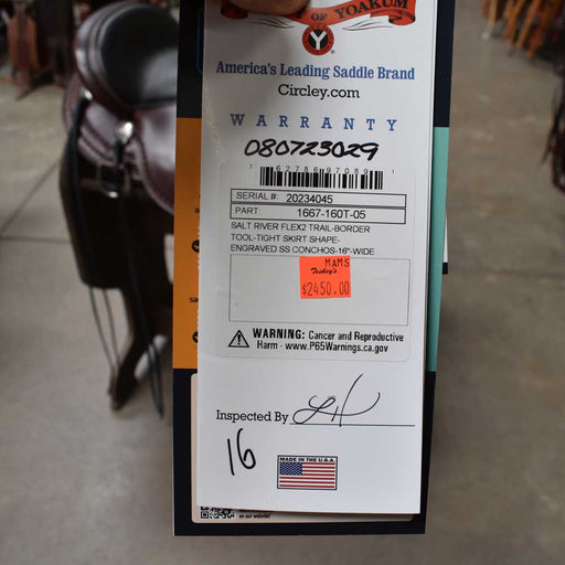 16" CIRCLE Y SALT RIVER FLEX 2 TRAIL SADDLE Saddles - New Circle Y Saddlery