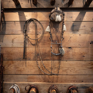 1920's Early Finely Leather Braided Horse Hair Bridle Rig