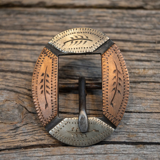 TJ - 3/4" Silver & Copper Mounted Headstall Buckle Tack - Conchos & Hardware Brian Strange
