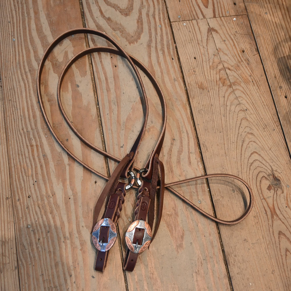 Joe Hipp 8ft. Roping Reins with Silver/Copper Conchos JHL048 Tack - Reins Joe Hipp